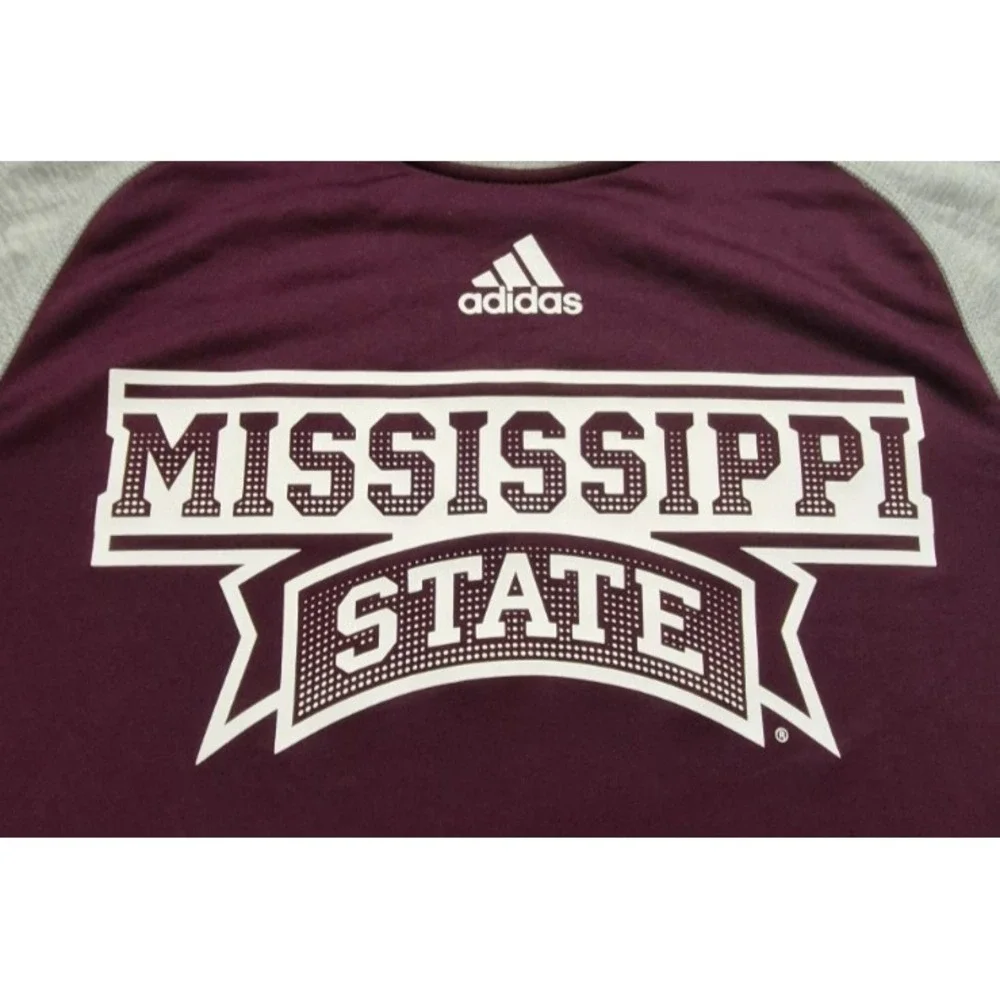 Mississippi State Bulldogs Adidas men's maroon/gray pullover athletic shirt sz M